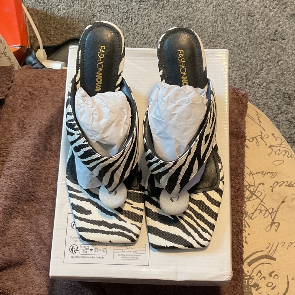 Fashion Nova Black and White Zebra Heels